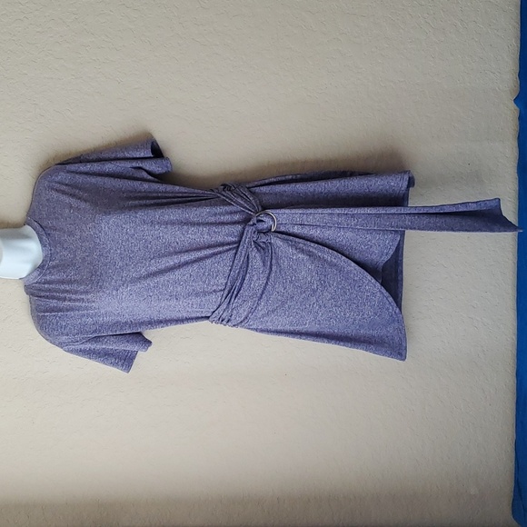 4/$30 **light blue and black heather pattern dress with cinch tie waist … - Picture 1 of 9